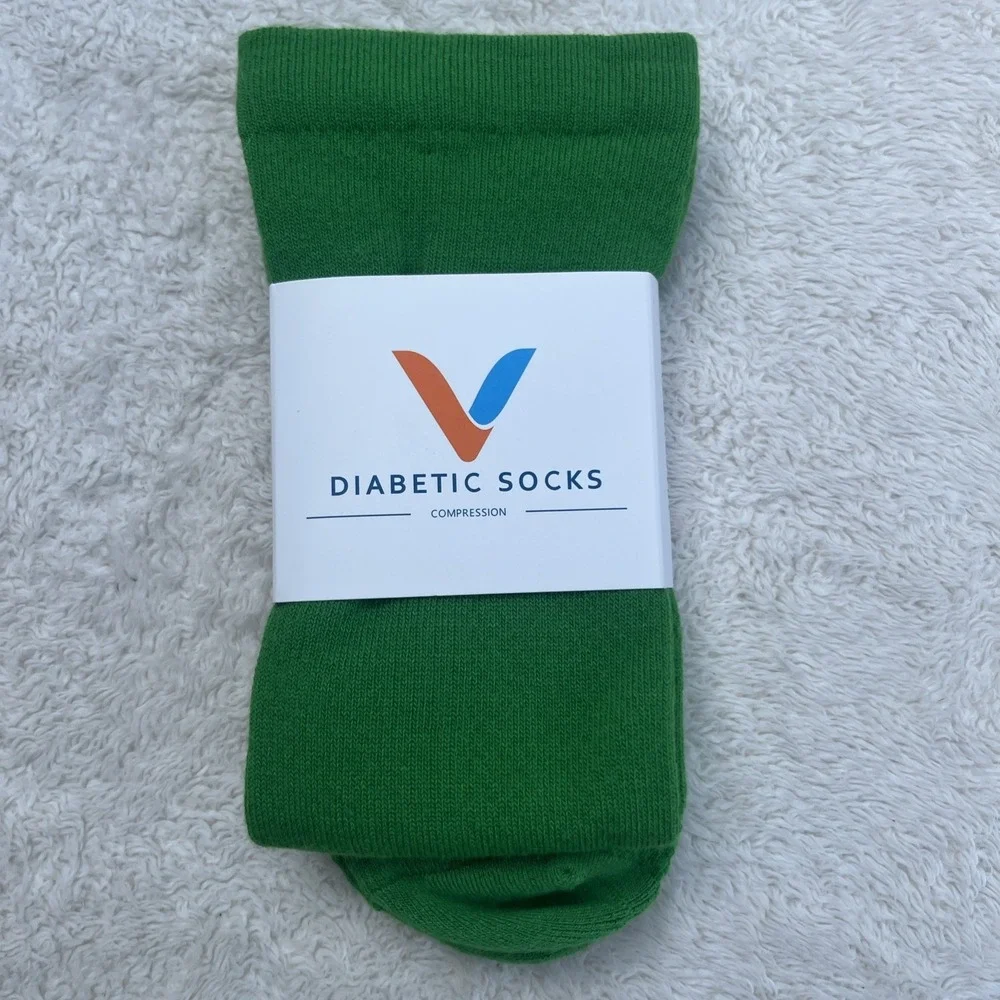 Viasox Diabetic Compression Socks Size Large Unisex Lot of 2 Green & Orange